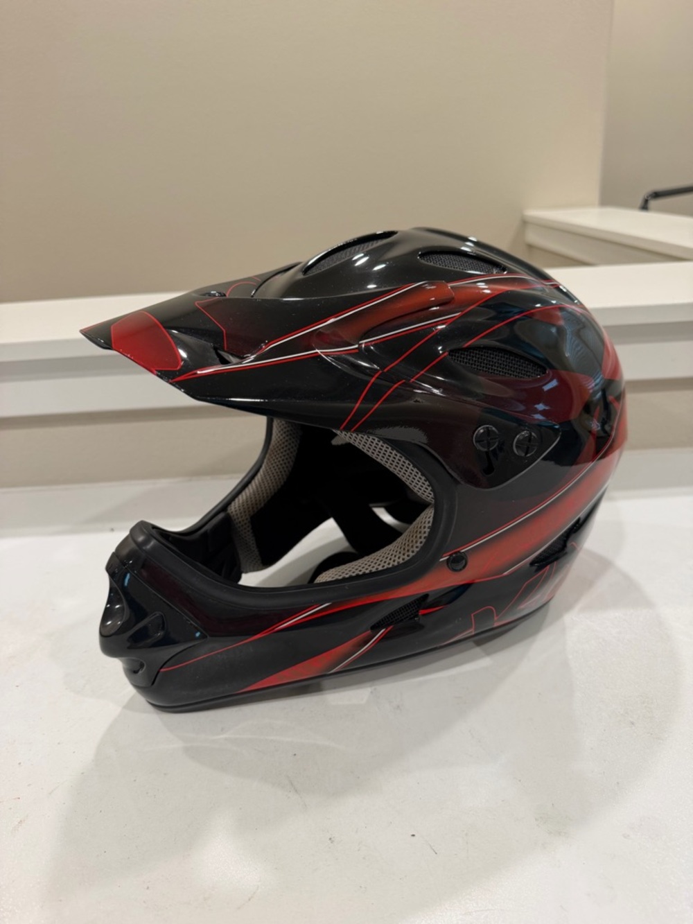 Black and Red Full-Face Off-Road Helmet